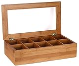 Estilo Bamboo Tea Storage Box, 10 Equally Divided Compartments