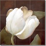 White Tulip by Wilder Rich - Flower Floral Ceramic Tile Mural 12.75