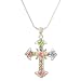 Silvertone Pastel Crystal Cross Pendant Necklace Fashion Jewelry