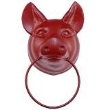 Handpainted Pig Cast Iron Towel Ring, Red