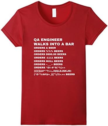 Women's QA Engineer Walks into a Bar T-Shirt Medium Cranberry
