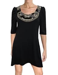 A-line Rayon/Spandex Scoop Neck Elbow Length Sleeves  Beaded Jumpsuit  With a Bow(s)