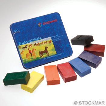 Stockmar Beeswax Block Crayons - 8 Standard Colours in a Tin