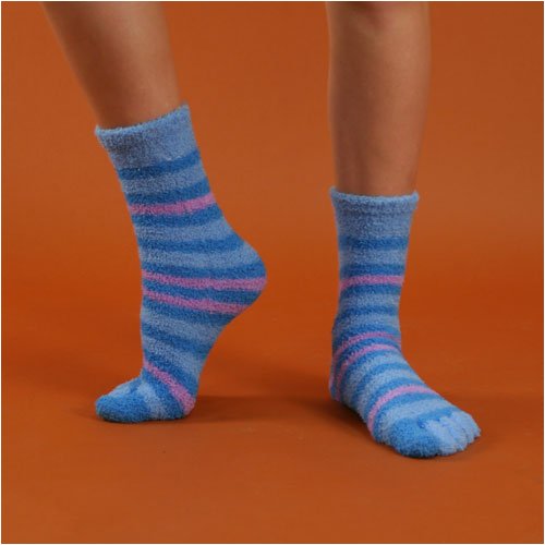Urban Boundaries Fuzzy Crew Striped Fashion Toe Socks (One Size fits Most) under The Apparel Store