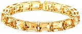 Yellow Gold Overlay Sterling Silver Citrine Rectangular-Cut Bracelet, 7.25