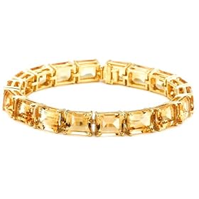 Yellow Gold Overlay Sterling Silver Citrine Rectangular-Cut Bracelet, 7.25 by Amazon.com Collection