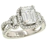 Pave Diamond Ring with 2 Emeralds .74cttw (CZ ctr)