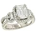 Pave Diamond Ring with 2 Emeralds .74cttw (CZ ctr)