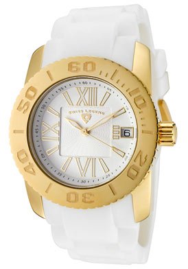 Swiss Legend Women's 10114-YG-02 Commander White Polyurethane and Yellow Gold Tone Watch