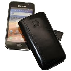 Suncase Ledertasche (Spezielle Anfertigung) f�r Samsung i9000 Galaxy S Plus / i9001 Galaxy S Plus schwarz