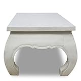 COUCHTISCH Weiß 100 x 50cm Opiumtisch Wohnzimmer MASSIV Beistelltisch Hocker Holz Tisch SHABBY CHIC - 3