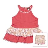 Infant Baby Girls Spring Clothes CORAL 2 PC Top Bottom Set RABBIT MOON 0-9M