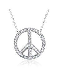 Sterling Silver Peace Sign Diamond Pendant Necklace (HI, I, 0.30 carat)