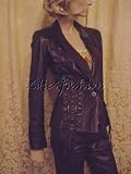 Christian Dior - $5755 New CHRISTIAN DIOR Brown Lambskin Leather Ruffle Jacket 4 / 36
