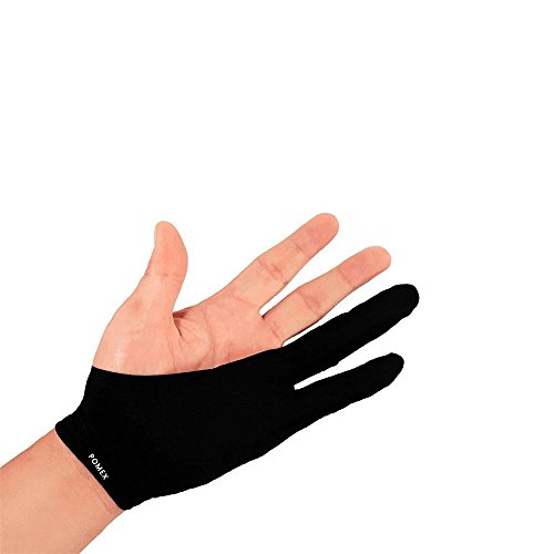 Art finger glove POMEX for Drawing Tablets Anti-fouling Lycra Glove Artist drawing glove for Graphics Tablet Left or Right Hand Free size Black