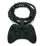 Black Wooden Xbox 360 Game Controller Pendant with a 36 Inch Beaded Necklace Chain