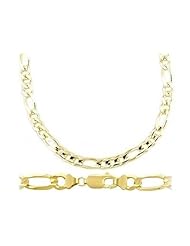 Figaro Chain 14k Yellow Gold Solid Necklace Large 5 mm
