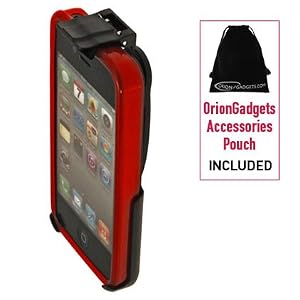 Skin Case Face-in Belt Clip Holster for Apple iPhone 4 (Black) (Includes OrionGadgets Accessories Pouch)
