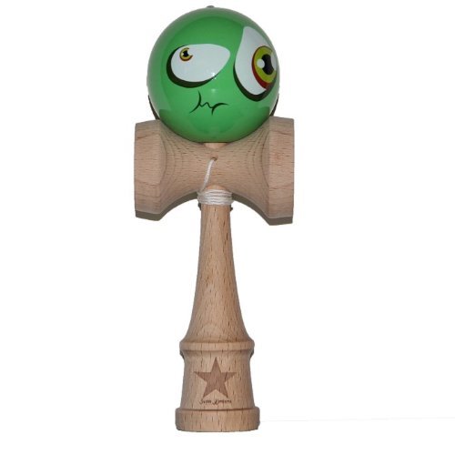 Super Kendama With Green Sour Face Ball And Extra String