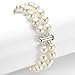 La Regis Jewelry Sterling Silver 2-rows White Freshwater Cultured Pearl Bracelet secured with Tube Clasp