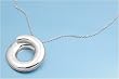 Sterling Silver Necklace - Large Swirl - 16in-20in Chain - Charm Size: 30mm