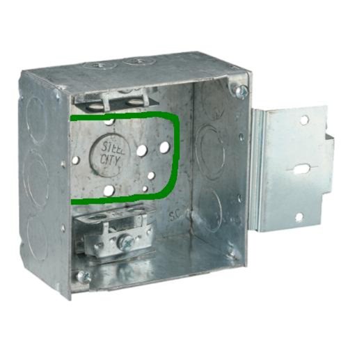 Steel City 52171MSXP Pre-Galvanized Steel Square Box with C-3 Armored Cable Clamps, MS-Bracket, 1/2-Inch and 3/4-Inch Eccentric Knockouts and Pigtail