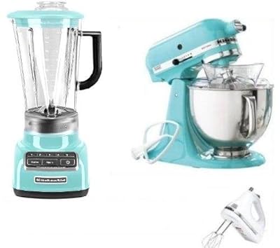 KitchenAid Artisan Tilt Stand Mixer, Blender and hand mixer Blue Collection 5 Qt. KSM150PSAQ Aqua Sky
