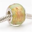 Murano Style Glass Silver & Gold Foil Lampwork Bead Fits Pandora Light Green 13mm (1)
