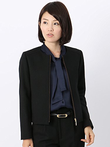 (ザ・スーツカンパニー) Littlechic/JAPAN QUALITY/ホームスパン ノーカラージップアップジャケット ブラック