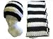 Gothic Chick Black White Winter Scarf and Hat Set New