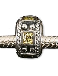 Authentic Biagi November Birthstone Yellow Topaz Charm Bead