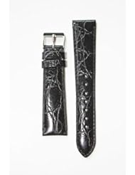 18mm Black Crocodile Grain Italian Leather Watchband
