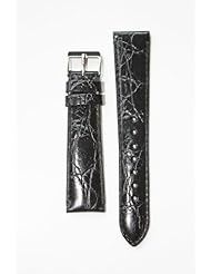 17mm Black Crocodile Grain Italian Leather Watchband
