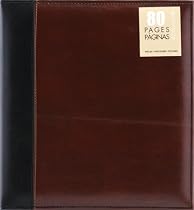 Pinnacle 80 Page Magnetic Faux Leather Ring Bound Photo Album 8x10, Brown and Black