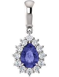 Platinum 7.00x5.00mm Pear Cut Tanzanite and Diamond Pendant -- LIFETIME WARRANTY