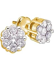 1.00CTW DIAMOND FLOWER EARRINGS