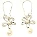 Pearl Earrings White Flower CZ Diamonds Dangling Sterling Silver Tarnish Free By Bucasi