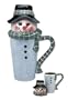 Sakura Snowmen Portrait Covered Latte Mug, Snowman with Black Hat