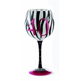 40th Birthday Zebra Stripe Wine Glass