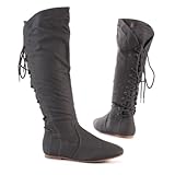 Damen Schuhe, STIEFEL, 0485, Synthetik in hochwertiger Leder Optik, Grau, Gr 36
