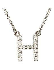 14K White Gold Diamond Initial Necklace "H" -- LIFETIME WARRANTY