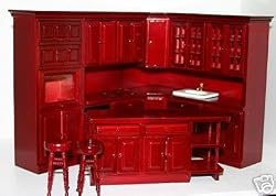 Dollhouse Miniature Modern Mahogany Kitchen