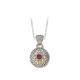 18K Yellow Gold and Sterling Silver 7/8 ct. Garnet Pendant with Chain