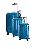 Platinium Set de 3 trolleys semirrígidos Barking (Azul Petróleo)