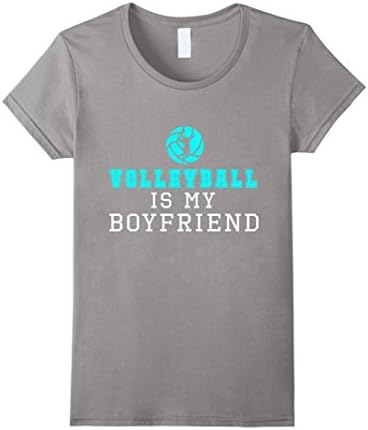 Women's Volleyball is my Boyfriend Shirt &amp; Volleyball Player Gift Medium Slate