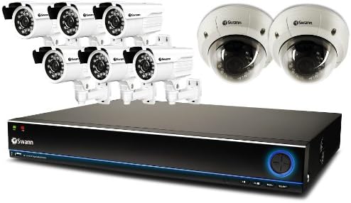 SwannCODV16-AD1B6D2-US, DVR16-3000 TruBlue 16 Channel D1 Digital Video Recorder with 6x PRO-760 - Super Wide-Angle Security Cameras & 2x PRO-781 - Ultimate Optical Zoom Dome Cameras