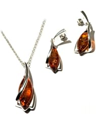 High Quality Honey Amber and Sterling Silver Set, 18"