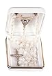 Baptismal Rosary - 3mm Oval Imitation Mother of Pearl Beads - 15" Chain - Silver Plated - MADE IN ITALY - Gift Box Included
