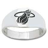 Sterling Silver Miami Heat Logo Enamel Ring NEW