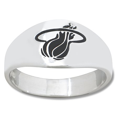 Sterling Silver Miami Heat Logo Enamel Ring NEW